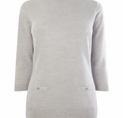 Bhs Grey Marl Supersoft Pocket Jumper, grey marl