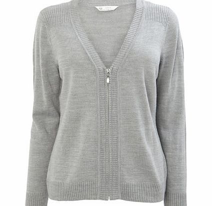 Bhs Grey Marl Supersoft Zip Through Cardigan, grey