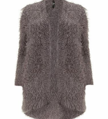 Bhs Grey Metallic Ostrich Yam Cardigan, grey