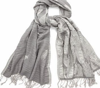 Bhs Grey Multi Feather Jacquard Scarf, grey multi