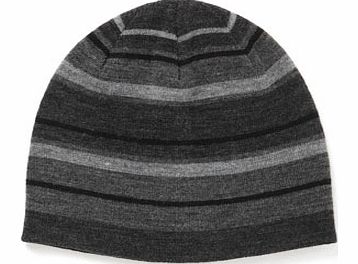Bhs Grey Reversible Stripe Beanie, MID GREY