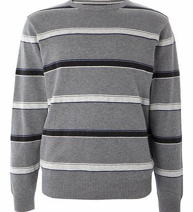 Bhs Grey Stripe Cotton Jumper, Grey BR53C01EGRY
