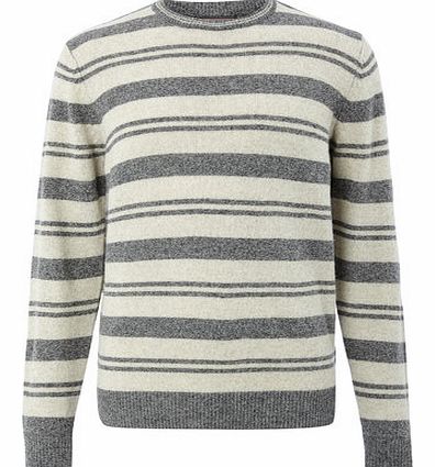 Grey Stripe Lambswool Jumper, Grey BR53F03FGRY