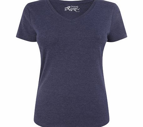 Bhs Indigo Short Sleeve V Neck Top, indigo 2424040205