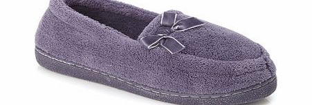 Bhs Ink Velvet Bow Closed Back Slippers, ink