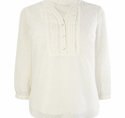 Bhs Ivory Dobby Spot Detail Sheer Blouse, ivory