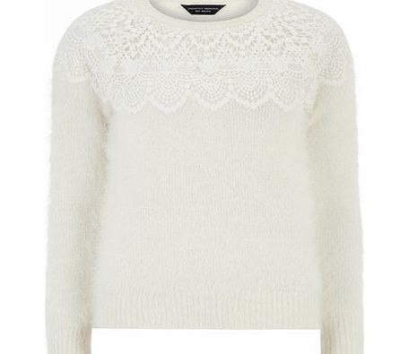 Bhs Ivory Fluffy Lace Yoke Jumper, white 19126380306