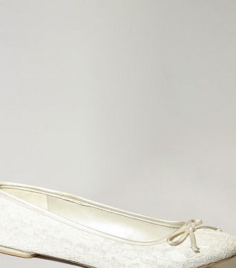 Bhs Ivory Lace Ballerina Pumps, ivory 2845240904
