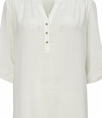 Bhs Ivory Self Check Placket Shirt, cream 8616960005