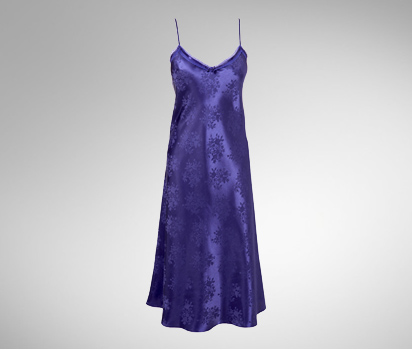 Jacquard and lace long satin chemise