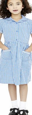Bhs Junior Girls Blue Classic Gingham Dress, blue