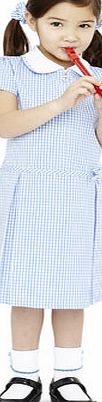 Bhs Junior Girls Blue Zipped Gingham School Dress,