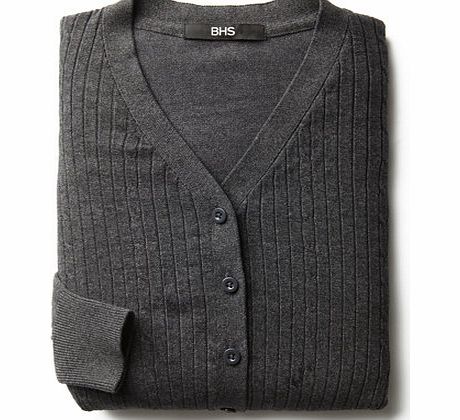 Bhs Junior Girls Grey Cable Knit School Cardigan,