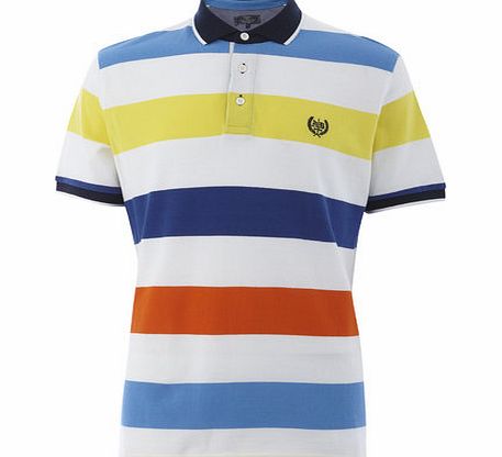 Bhs Large Block Stripe Polo Shirt, WHITE BR52P38GWHT