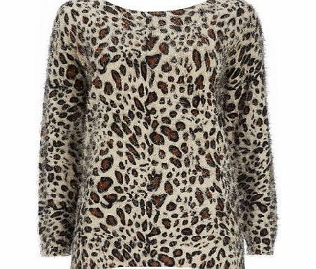 Bhs Leopard Eyelash Jumper, stone 12033532730