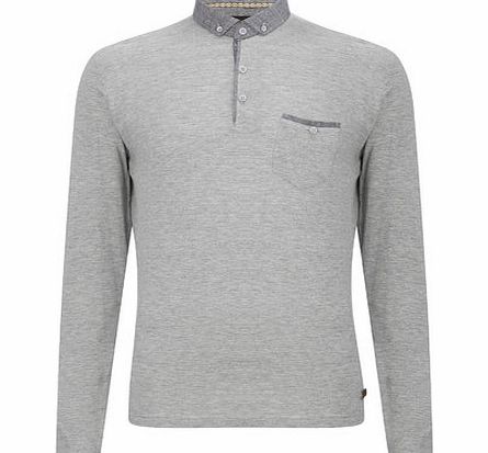 Light Grey Long Sleeved Polo Shirt, Grey