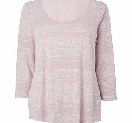 Bhs Lilac 3/4 Sleeve Pattern Stripe, lilac 2424301499