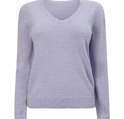 Bhs Lilac Marl Supersoft V Neck Jumper, lilac marl