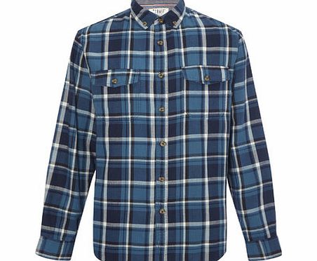 Bhs Long Sleeve Herringbone Check, Blue BR51T02FBLU
