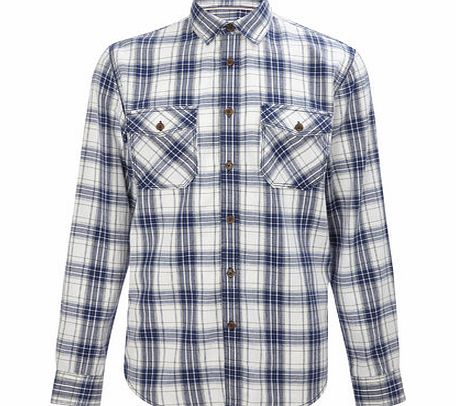 Bhs Long Sleeve Herringbone Check, Cream BR51T07FNAT