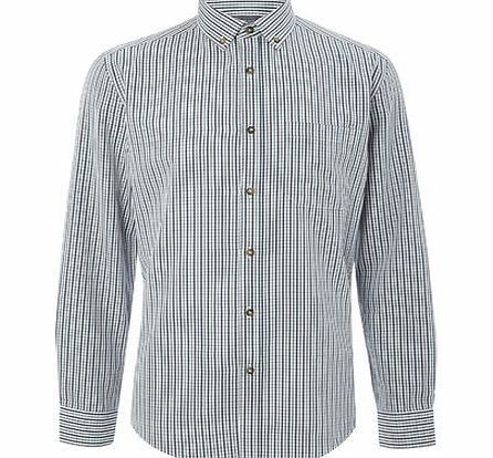 Bhs Long Sleeve Mini Check Shirt, Green BR51C18FGRN