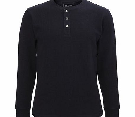 Bhs Long Sleeve Navy Waffle Top, Blue BR54W07FNVY