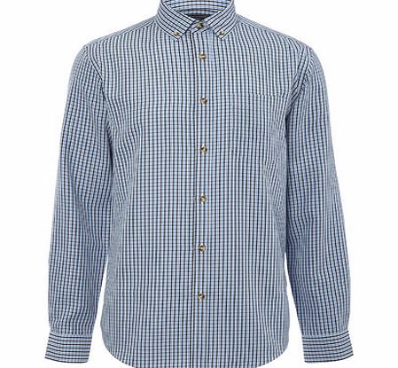 Bhs Long Sleeved Blue Checked Shirt, Blue BR51S04GBLU