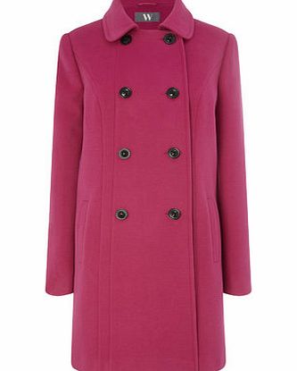 Bhs Magenta Double Breasted Peterpan Collar Aline