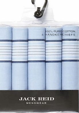 Bhs Mens 5 Pack Border Design Handkerchiefs, Blue