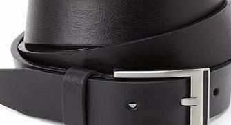 Bhs Mens Black Enamel Cut Edge Basic Belt, Black
