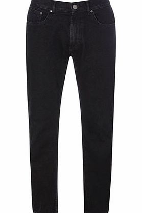 Bhs Mens Black Regular Fit Jeans with Stretch, Black