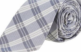 Bhs Mens Burton Blue Check Slim Silk Tie, Blue