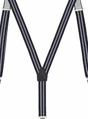 Bhs Mens Burton Navy Striped Braces, Blue BR24K25HNVY