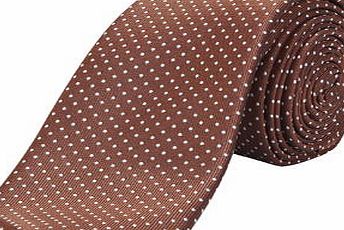 Bhs Mens Burton Slim Rust Polka Dot Tie, ORANGE