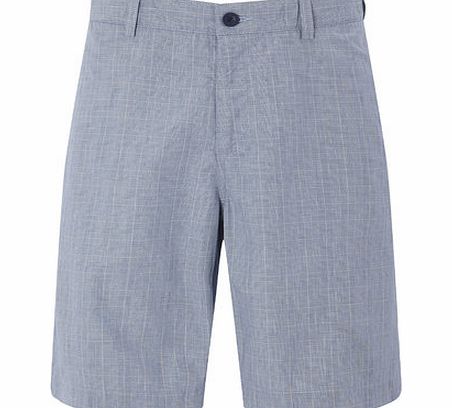 Bhs Mens Chambray Checked Chino Shorts, Blue