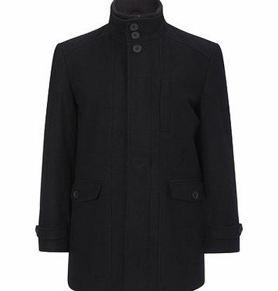 Bhs Mens Double Funnel Neck Coat, Black BR56C32FBLK