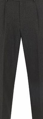 Bhs Mens Grey Cross Texture Pleat Trousers, Grey