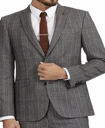 Bhs Mens Montague Burton Wool Grey Check Slim Fit