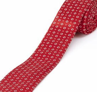 Bhs Mens Slim Red Mini Geo Design Tie, Red BR66D23GRED