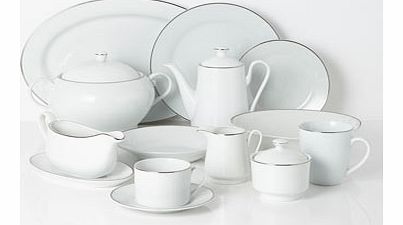 Metallic Band 12 Piece Dinner Set, white