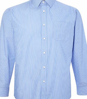 Bhs Mid Blue Pinstripe Long Sleeve Regular Fit