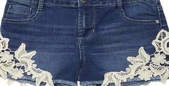 Bhs Mid Stonewash Crochet Shorts, mid stonewash