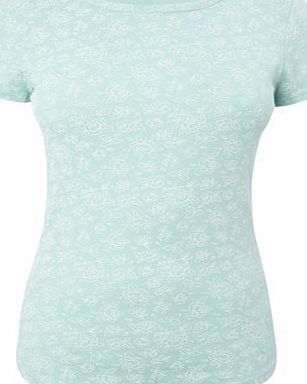 Bhs Mint Floral Print Crew Neck Top, mint 2424668942