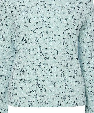 Bhs Mint Long Sleeve Ditsy Print Slash Neck Top,
