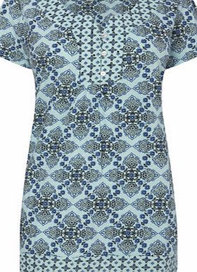Bhs Mint Short Sleeve Longline Tile Print Tunic,