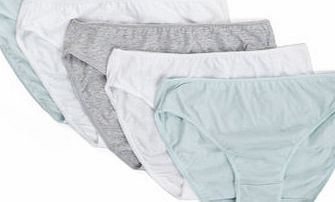 Bhs Mint, White and Grey Marl 5 Pack Plain High Leg