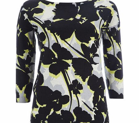 Bhs Monochrome and Lime Floral Printed Jumper, lime