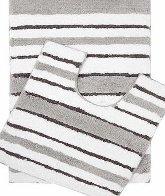 Bhs Monochrome Stripe Pedestal Mat Set, monochrome
