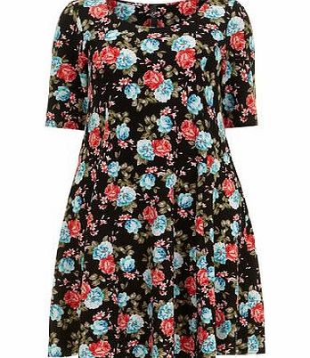 Bhs Multicoloured Textured Skater Dress, black/multi