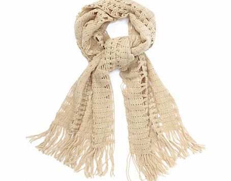 Natural Open Crochet Scarf, natural 6603580438